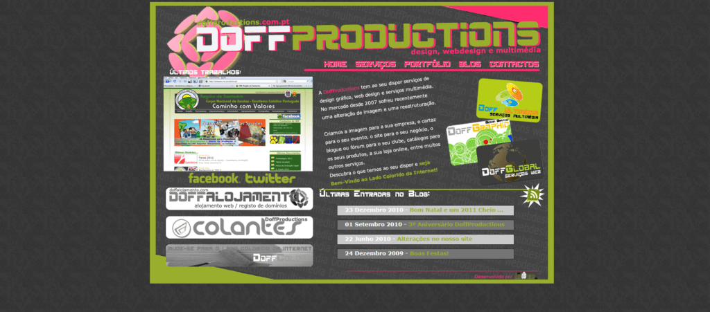 Segunda versão do site doffproductions.com